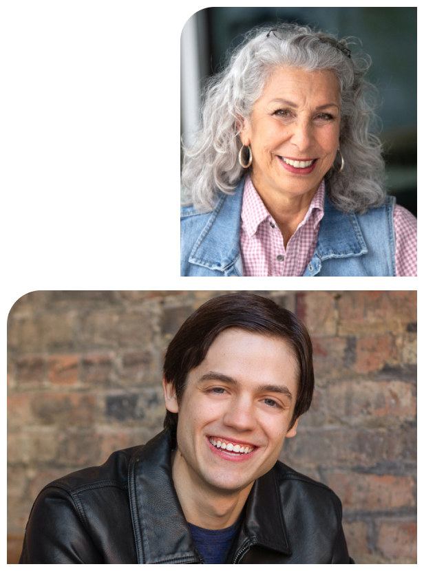 headshots of woman and young man